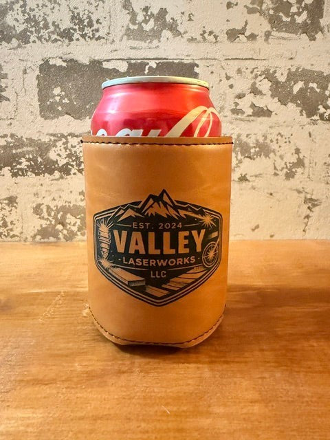 Valley Laserworks buckskin leatherette can duster with custom laser engraving.